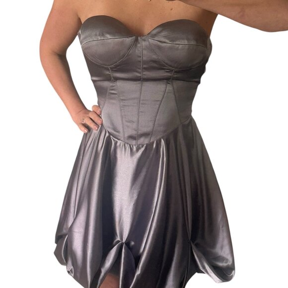 eDressit Silver Strapless Corset Mini Dress S - Picture 4 of 4